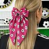 Colorful Football Pattern Bow Hair Clip Elastic Cute Fabric Ribbon Hair Rope Fashion Soft Fashion Hair Accessories Sports Events