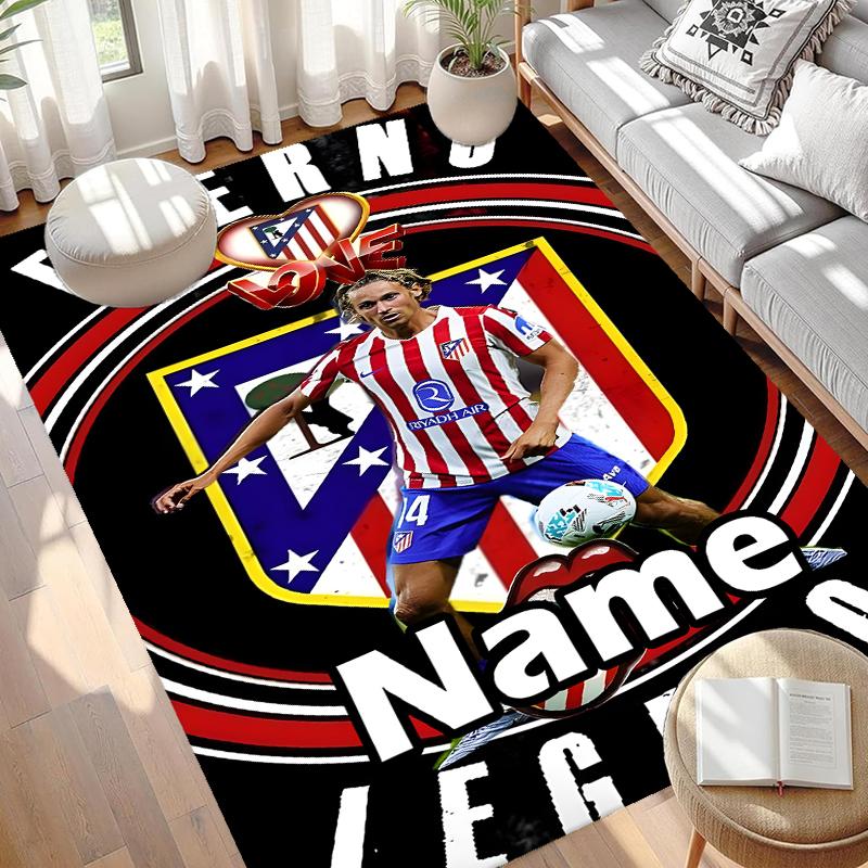 Custom Name Personalized Atletico Madrid Print Carpet, Versatile Home Decor Rug, for Playroom, Apartment, Balcony, Entryway, Hallway Gift