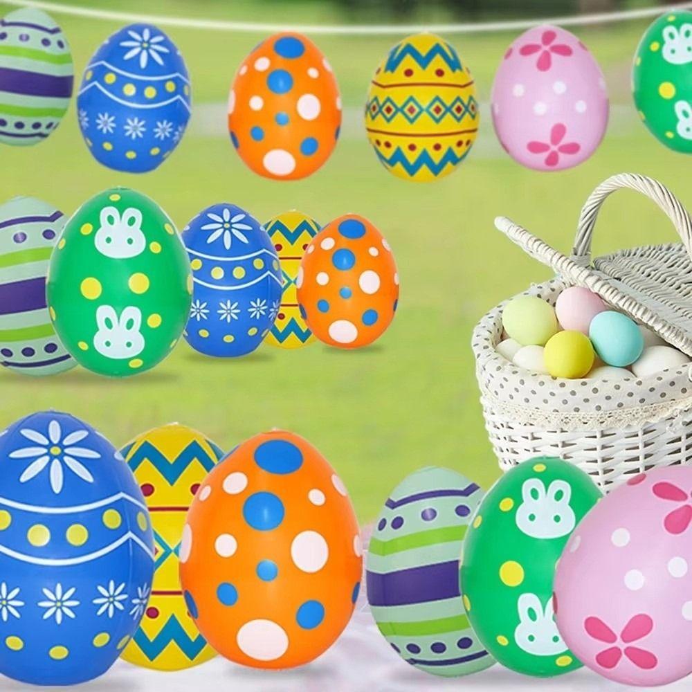 Safe Easter Inflatable Rabbit Cute Inflatable Easter Eggs Easter Rabbit Eggs Balloon  Garden Decor