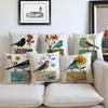 Bird Pattern Cotton Linen Cushion Cover Throw Pillow Cover Color Crayon Painting Home Decorative Car Sofa Pillow Case Cojines