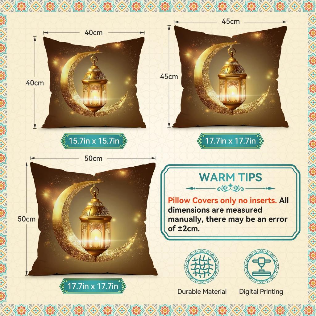Golden ramadan decoration Cushions Pillowcase Polyester Cushion Cover Throw Pillow Pillowcover Home Car Sofa Decor