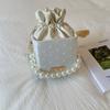 New niche bucket bag trendy personalized high-end messenger bag simple atmosphere pearl portable women's bag