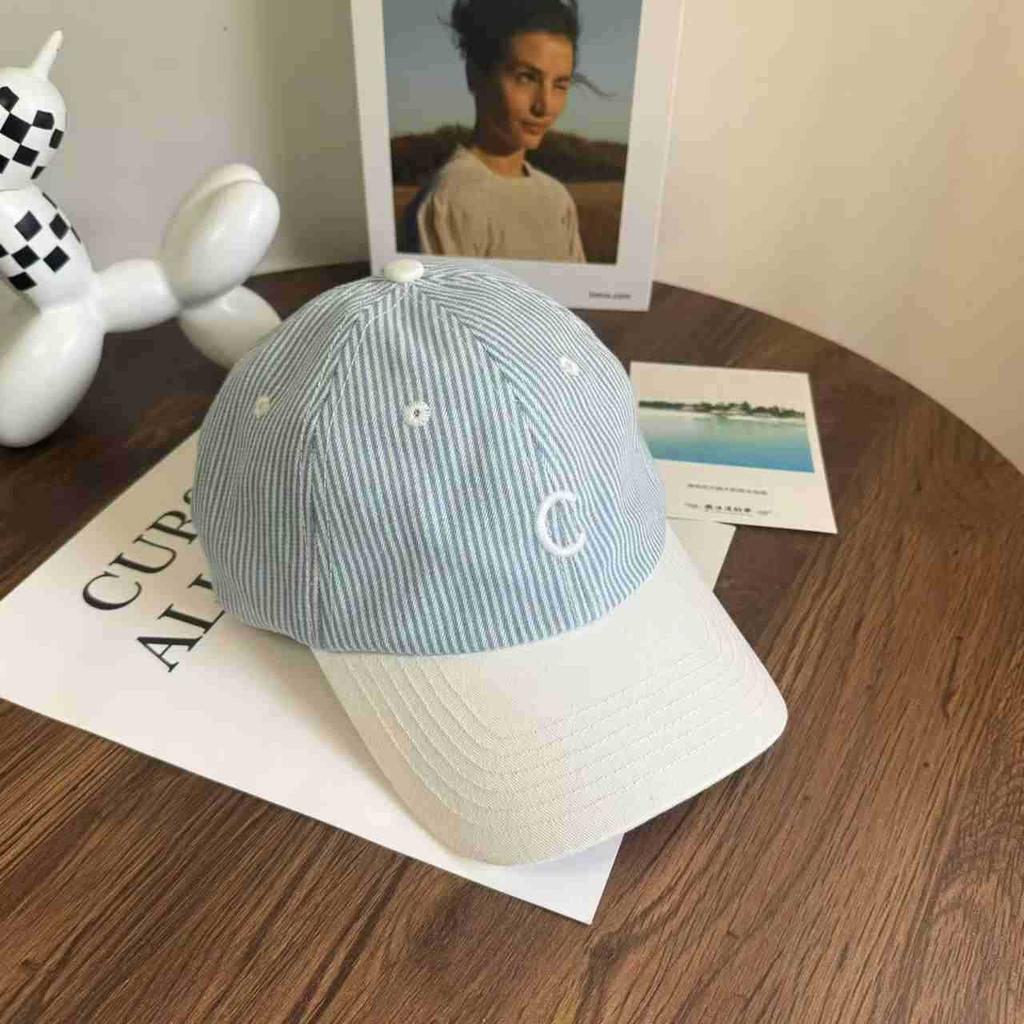 Small fresh striped embroidered baseball cap women's spring summer niche face small hat versatile cap