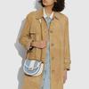 Coach Alie 21 Monogram Color Block Chain Chambray Canvas Print Leather And Fabric Saddle Bag Crossbody Small Women saddle bag C4694-B4SUX