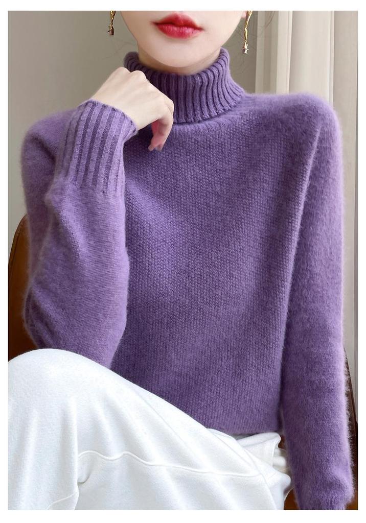 Women's Osmanthus Stitch High-Collar Wool Sweater: Versatile, Warm Autumn & Winter Knit Long Sleeve Base Layer