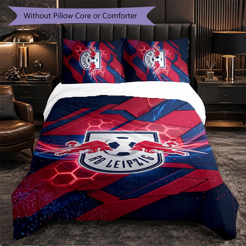 RB Leipzig Football 3 Piece Bedding Set Soft Duvet Cover Set with Pillowcases Printed Bedroom Decor Set for Home