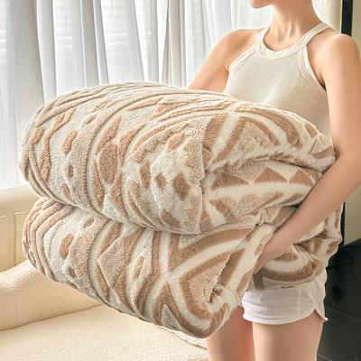 Bohemian Geometric Pattern Jacquard Fleece Blanket Autumn Winter Thicken Warm Artificial Wool Throw Blanket for Sofa Plush Plaid