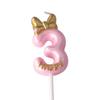 Gold Pink Bow Number Candles Birthday Candle Cake Decoration Digital 0-9 Cake Topper Decor Baby Shower Anniversary Day Decor
