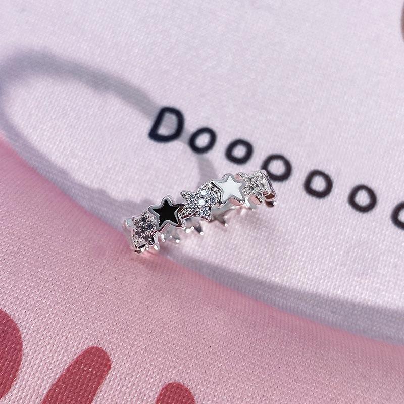 Dopamine Dripping Oil Opening Flower Star Ring Female Niche High Sense Index Finger Ring Folding Wearing Light Luxury Ring
