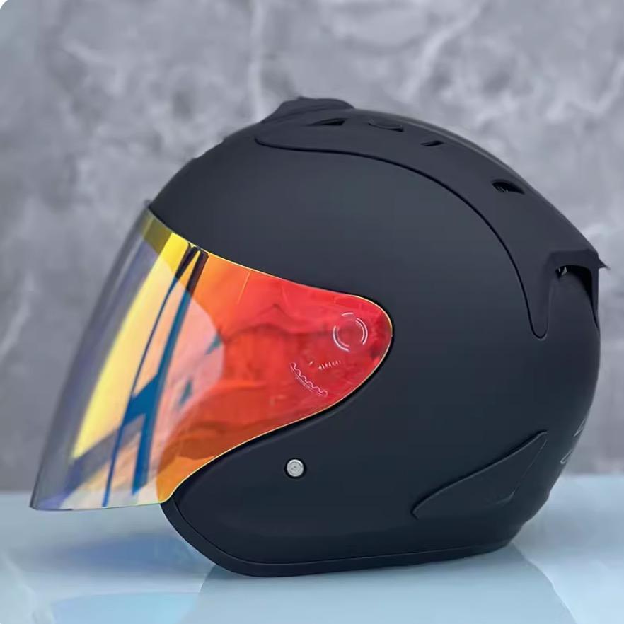 3/4 Open Face Helmet Ram4 Matte Black Motorcycle Helmet Summer Men and Women Jet Scooter Motobike Half Helmets Cascos Para Moto