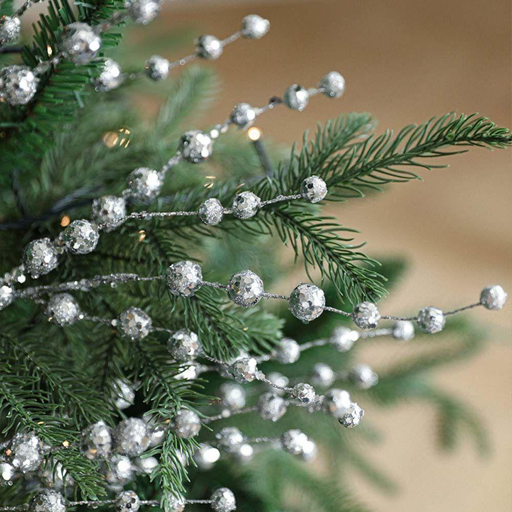 10PCS Sequins Artificial Christmas Glitter Branches Plastic Handmade Simulated Christmas Berry Stem DIY Realistic