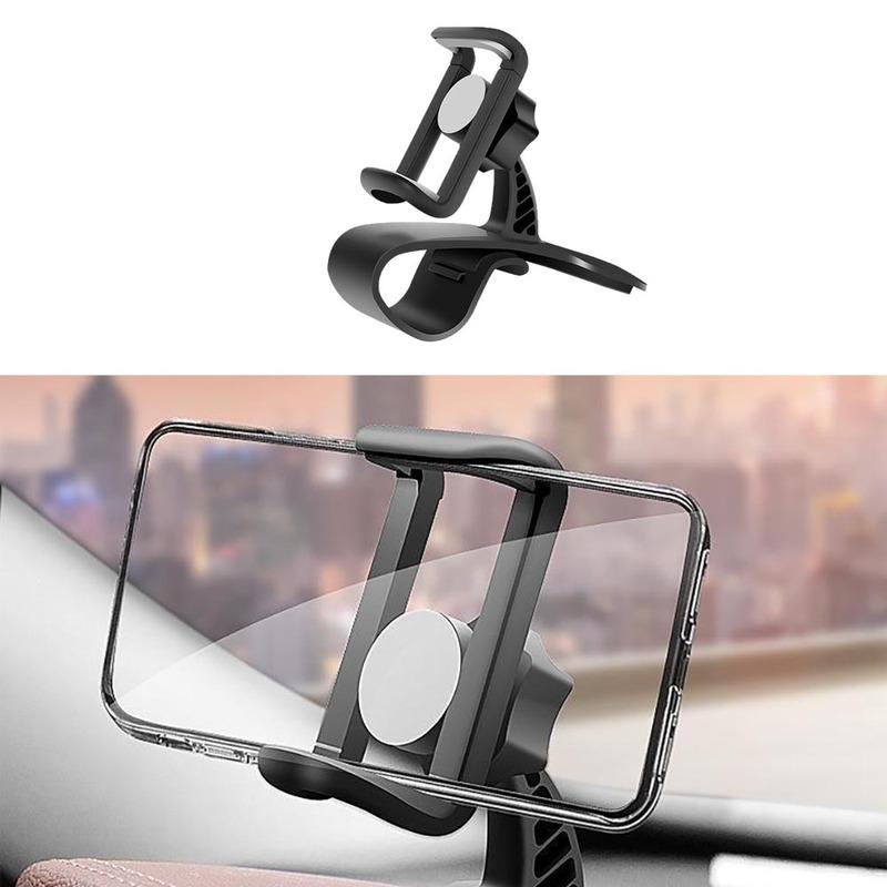 1Pc Black trument Panel Car Phone Holder Rearview Mirror Phone Holder Clip On Multifunctional GPS Navigation Bracket Car Part