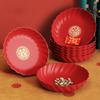 Red Wedding Snack Tray Round Serving Tray Multifunctional Chinese New Year Nut Plate  Entertainment