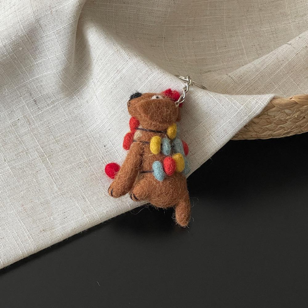 Dog Wool Felt Animal Pendant Bird Cartoon Keychain Cute Rabbit Keyring  Couple