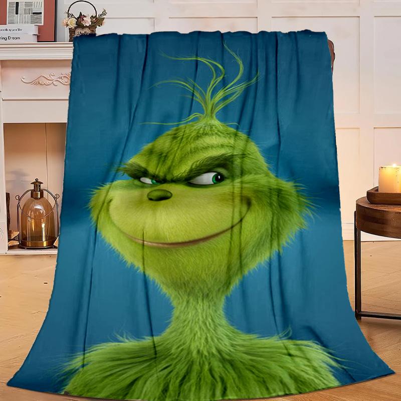 1PC Green monster Christmas Spirit Flannel Blanket Gift, Suitable for Both Men And Women, Soft Ideal for Beds And Sofa, Birthday Or Christmas Gift