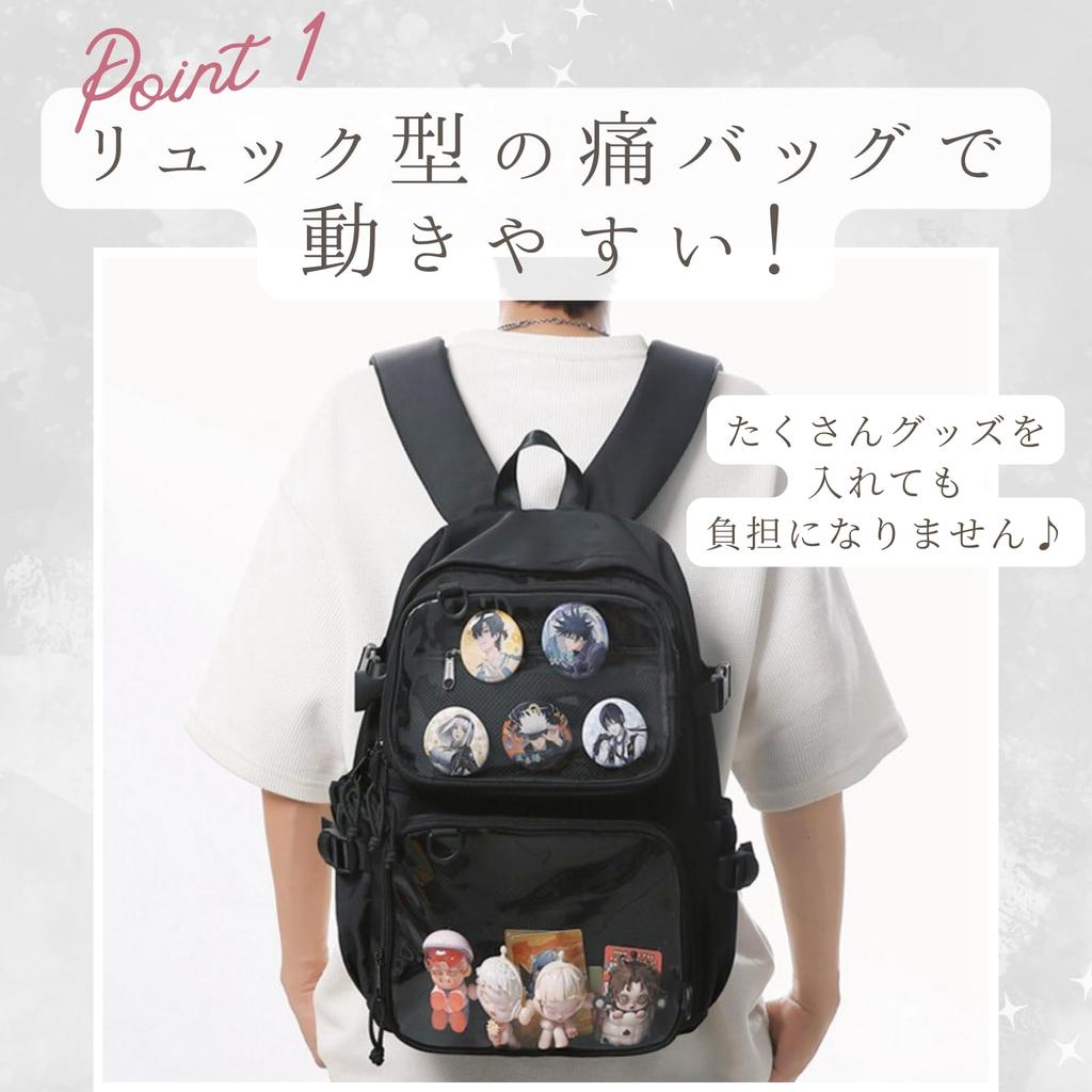[Harujio] Detachable2-Way Ita Bag, Ita Backpack, Large Capacity, Transparent Backpack, Perfect for Otaku, Otaku Activities, and Oshi Activities,