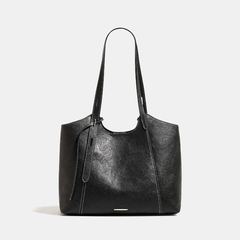 

Tote Bag Retro Maillard Underarm Bag Simple Large Capacity Commuter Shoulder Bag чорний