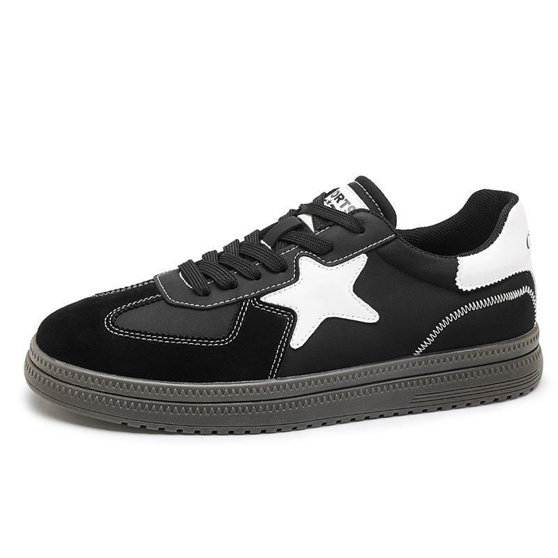 Casual sports board shoes men's autumn and winter men's versatile color matching leather lace-up retro German training men's shoes