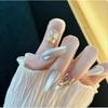 Art Handworn Nail Champagne Rhinestones Piled Cat Eye Nail Decoration Sticker