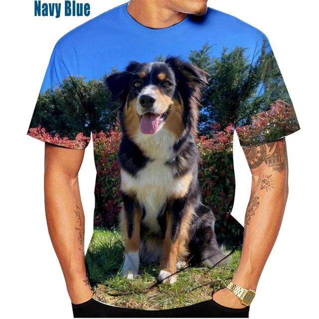 Unisex roztomilý pes 3D-Druckmuster Top tričko Border Collie Sportovní tričko Freizeitkleidung