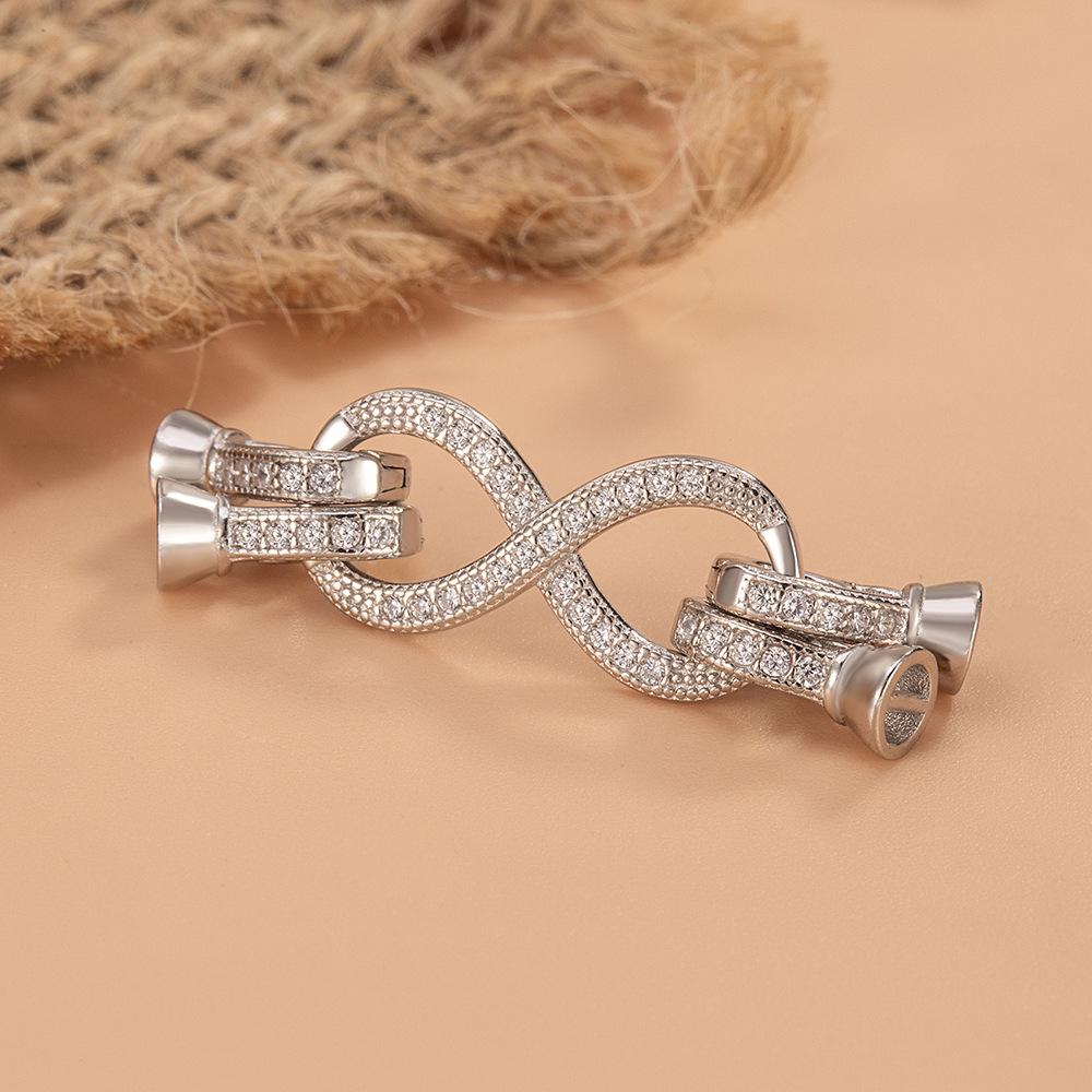 Handmade DIY S925 Silver Pearl Necklace Clasp - Single/Double Row Figure 8 Universal Connecter Accessory.