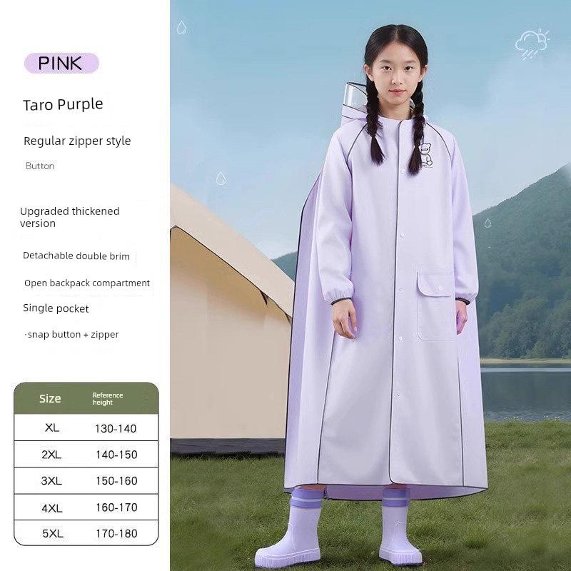 Children's Raincoat for School, Long Version for Boys and Girls, Full-Body Protection Against Heavy Rain, Suitable for Primary and Secondary School