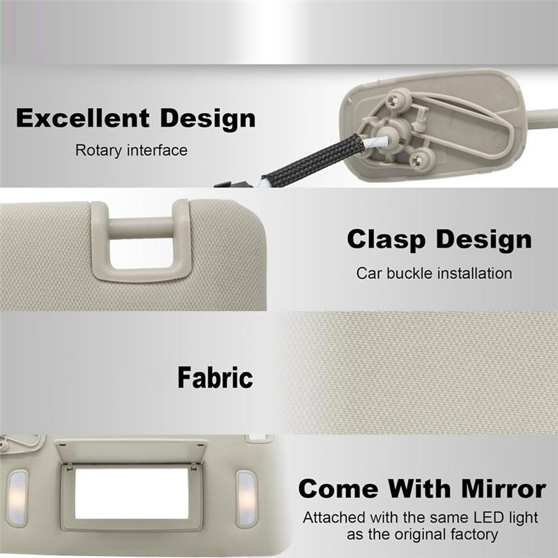 Right Car Sun Visor For Cadillac Chevy Gmc 2007-2014 Sun Visor 22850310 Replacement Parts