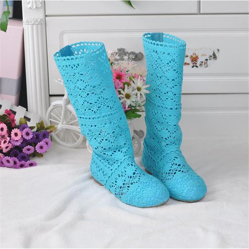 2025 Hollow Boots Shoes Breathable Knit Line Mesh Fashion High Help Summer Women's Boots High To Help Women's Shoes 11 Colors
