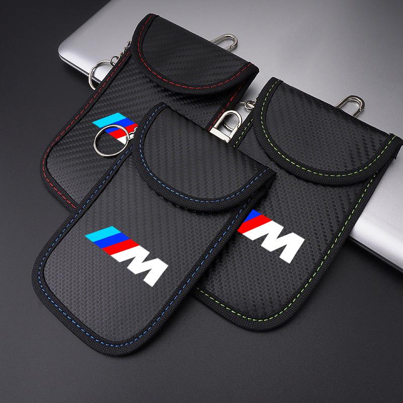 Sticker Accessory Car Key Case Signal Blocker Bag RFID Shielding Pocket For BMW E46 M E36 E34 F10 E90 F30 E60 E53 E30 E92 E87 EB1