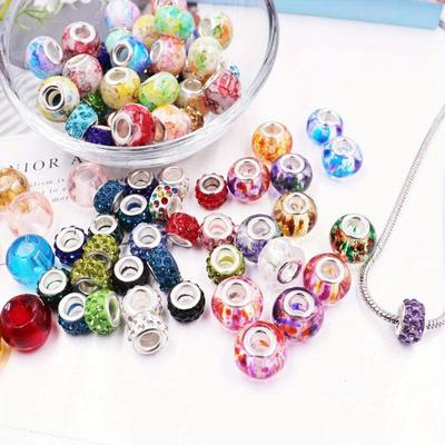15/40pcs Resin Material Elegant and Sweet Large Hole Bead Craft Decorative Bead Spacing Bead DIY Bracelet Necklace Keychain Accessories
