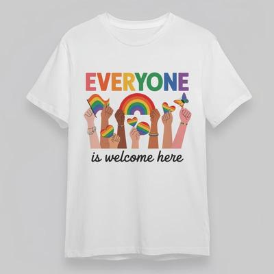 Women's Oversize Trend Soft Classic T-Shirt Mens Womens Tees Top Colorful Hands Rainbow Inclusion Tee