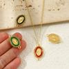1 Piece Brass & Cubic Zirconia Religious Connectors Charms Pendants 18K Gold Plated Enamel Oval Jesus Double Sided 24mm x 14mm
