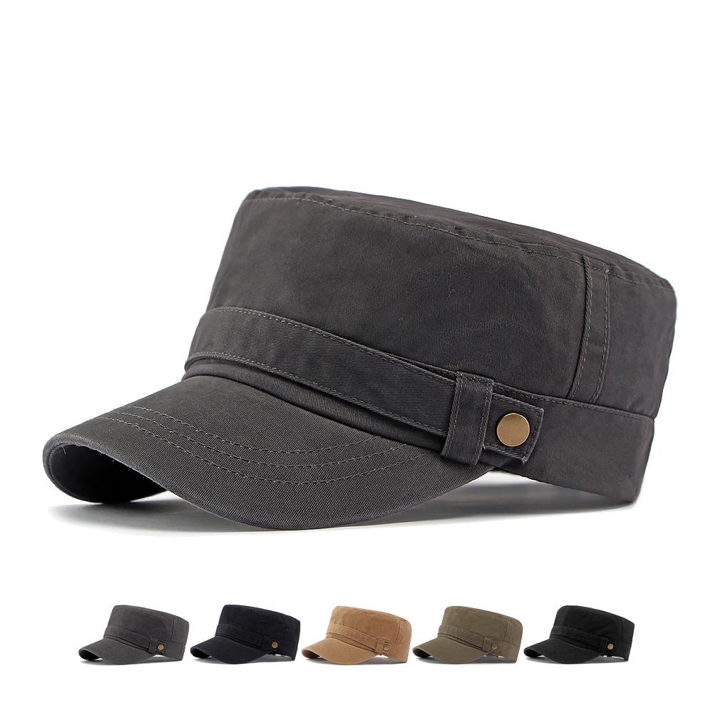 Men's Cotton Flat Top Hat Outdoor Sun Protection Cap