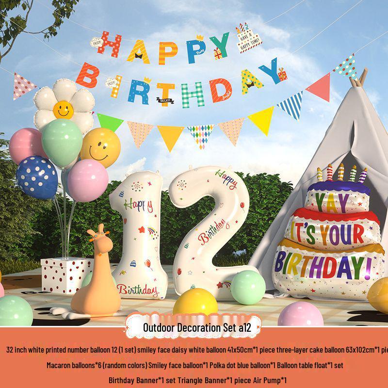 Xiaohongshu První narozeninová kempingová párty Balónky a banner pro děti