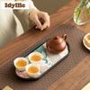 National Style Begonia Peacock Tea Tray Dried Fruit Plate Coffee Storage Board Teapot Stove Insulation Dishes For Serving Craft