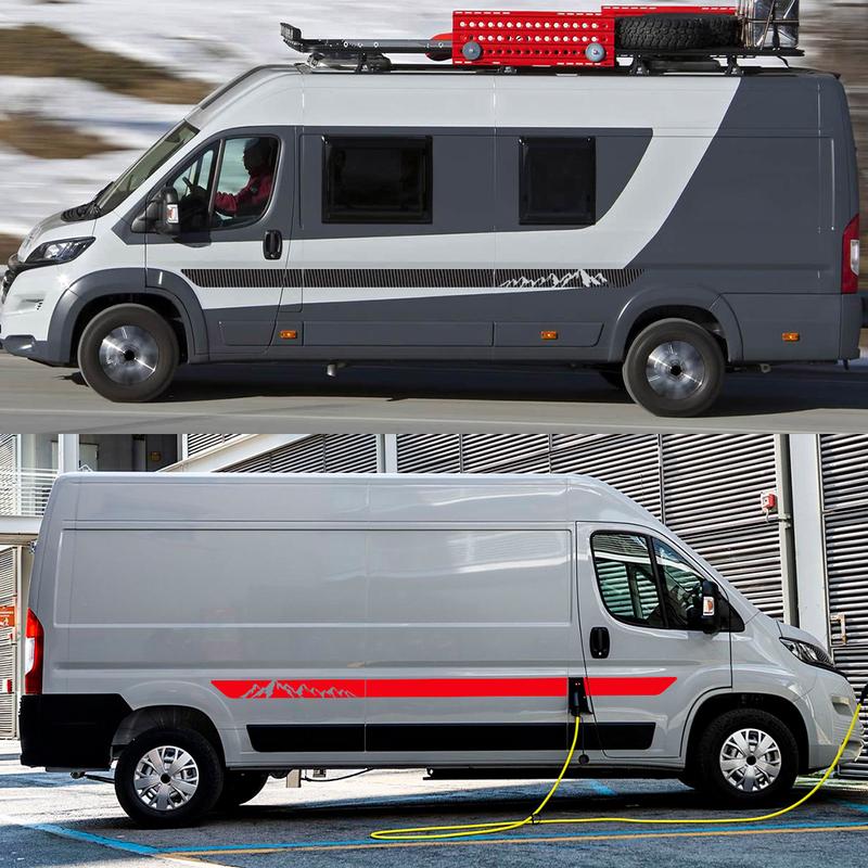 Car Side Stripe Stickers For Fiat Ducato L3 L4 (2006-On) Camper Motorhome Van Vinyl Mountain Tree Decoration Decals Accessories