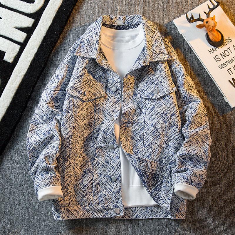 Men's Plaid Embroidered Letters Small Fragrant Casual Jacket Men's High Street Handsome Street Denim Jacket Top