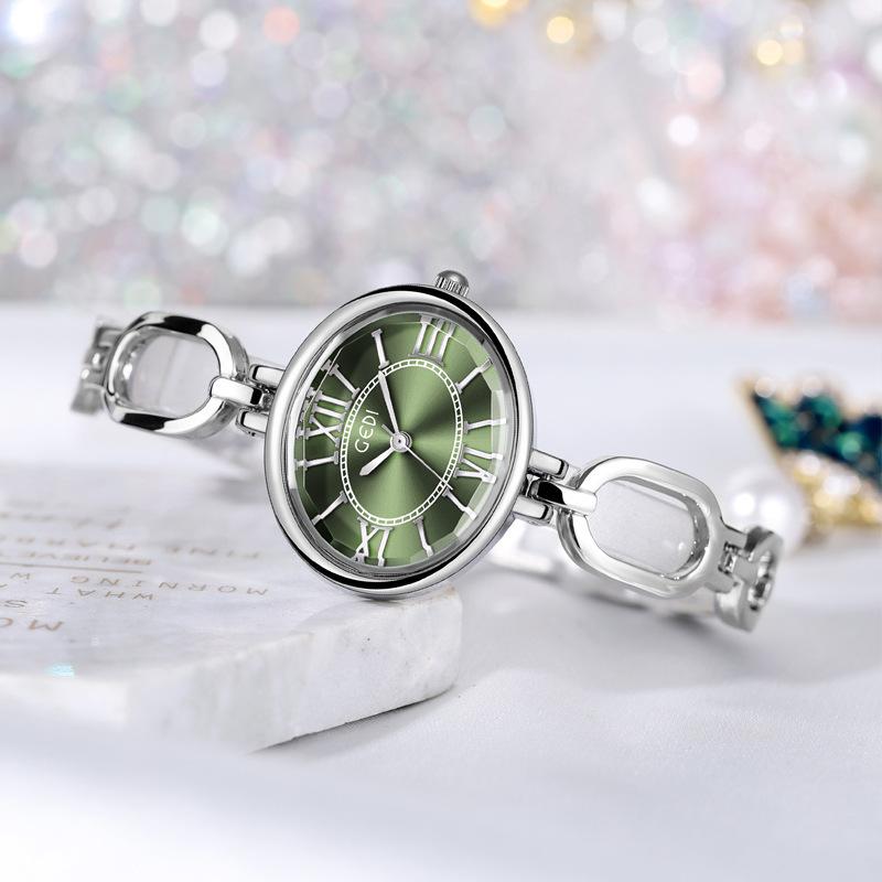 Relógio Oval Medieval para Mulheres com Nicho Relógio de Pulso Feminino Retro Romano de Alto Valor à Prova d'Água a Quartzo