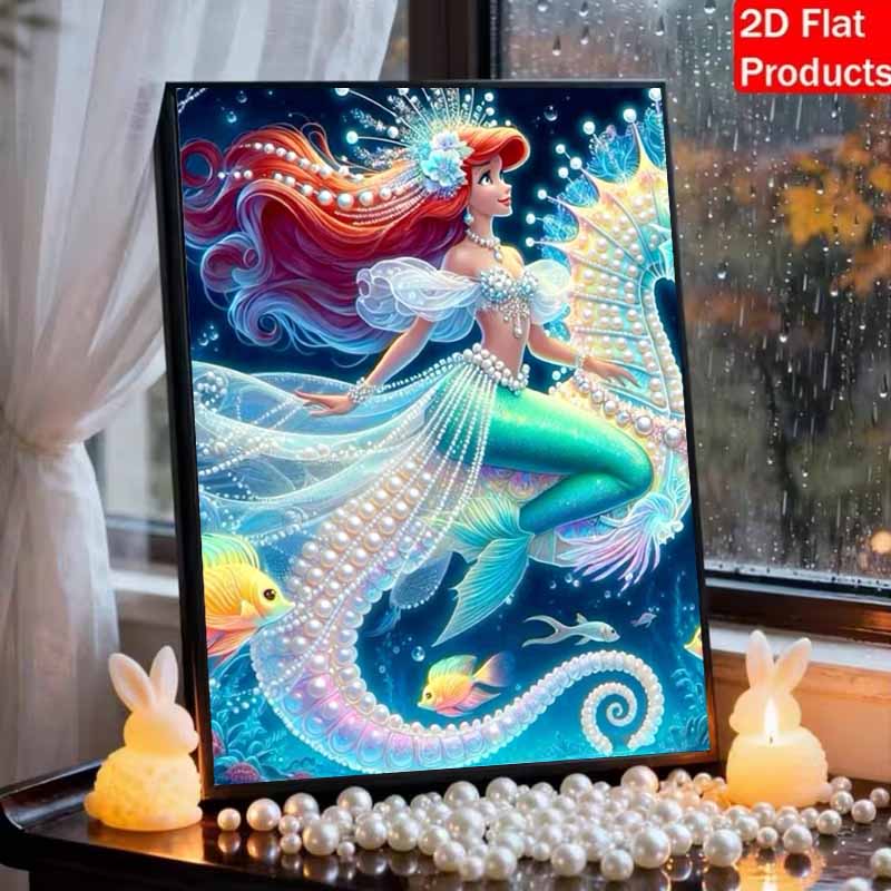 Disney Pearl Painting Set Deep Sea Adventure Ariels Pearly Underwater Adventure Sparkling Painting Crafts Home Wall Decoration Handmade Gift