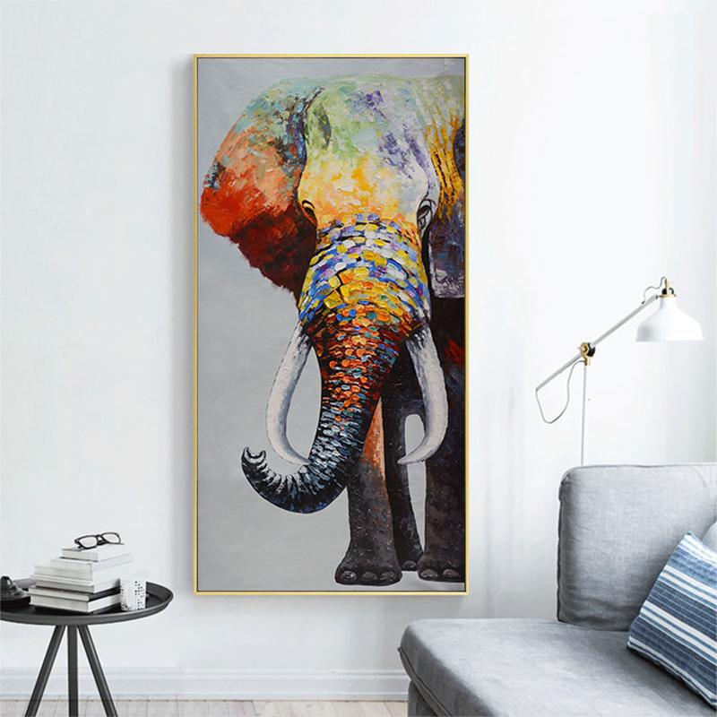 Wandkunst, Gemälde, Leinwand, Poster und Druck, Tierbild, Tierdrucke, Poster, Öl-Elefant, für Wohnzimmer, Heimdekoration, ohne Rahmen