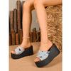 Plus Size 36-43 Casual Denim Strappy Sandals for Women 2025 Spring New Arrival Wedge Sandals
