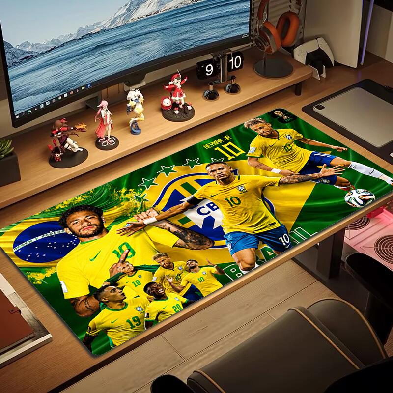 Neymar Jr Art Color Mouse Pad Large Gaming Table Cushion Non-slip Laptop Tablet Big Mousepad XXL Mat Mini PC Playmat With Lock edge