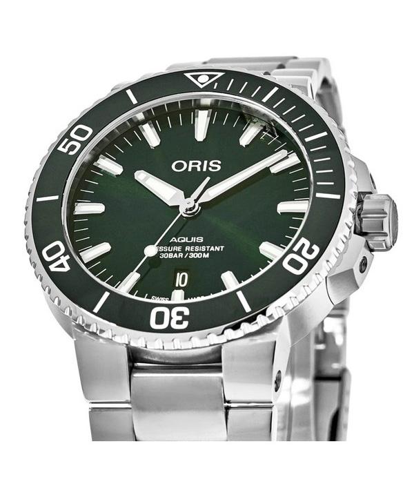 Oris Aquis Edelstahl grünes Zifferblatt automatische Taucheruhr 01 733 7766 4157-07 8 22 05PEB 300M Herrenuhr