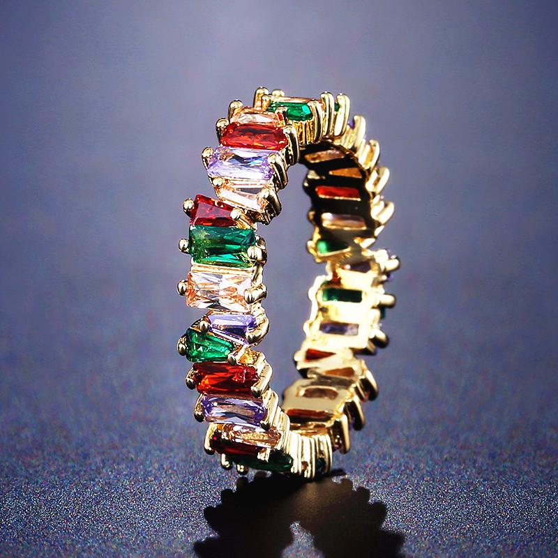 

RAKOL Європейська та Американська Мода Кольоровий Циркон Мідне Кільце для Жінок Size 6