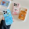 Kawaii Cartoon 3D Bear Dog Phone Case For iPhone 16 Pro 14 15 Pro Max Back Cover Shockproof Cute Protective Cases