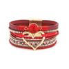 Golden Bohemian Multilayer Bangle PU Leather Multilayered Bracelet  Women Lady Girl