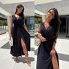 Women's Sexy V-neck Slit Sleeveless Dress