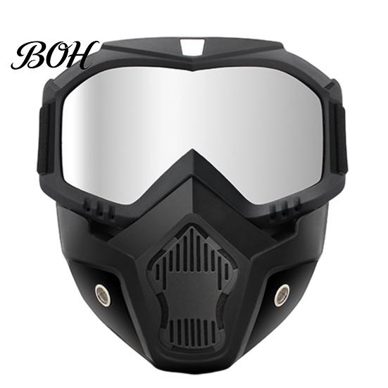 Oil And Gas Safety Gear Full Face Goggle Mask, Detachable Cycling Goggles Mask with Anti-Fog HD Lens Protective Eyewear Lens, Large Viewing