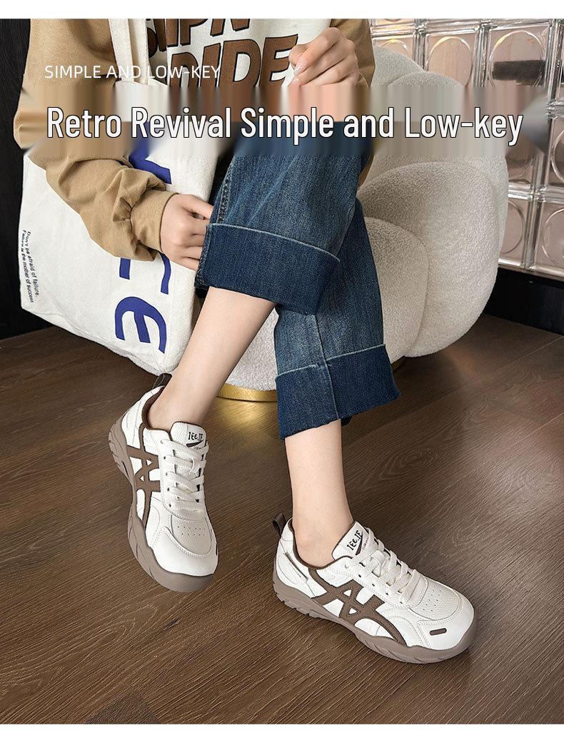 2025 New Soft-Soled Korean Flat Leather Running Shoes - Trendy & Comfortable