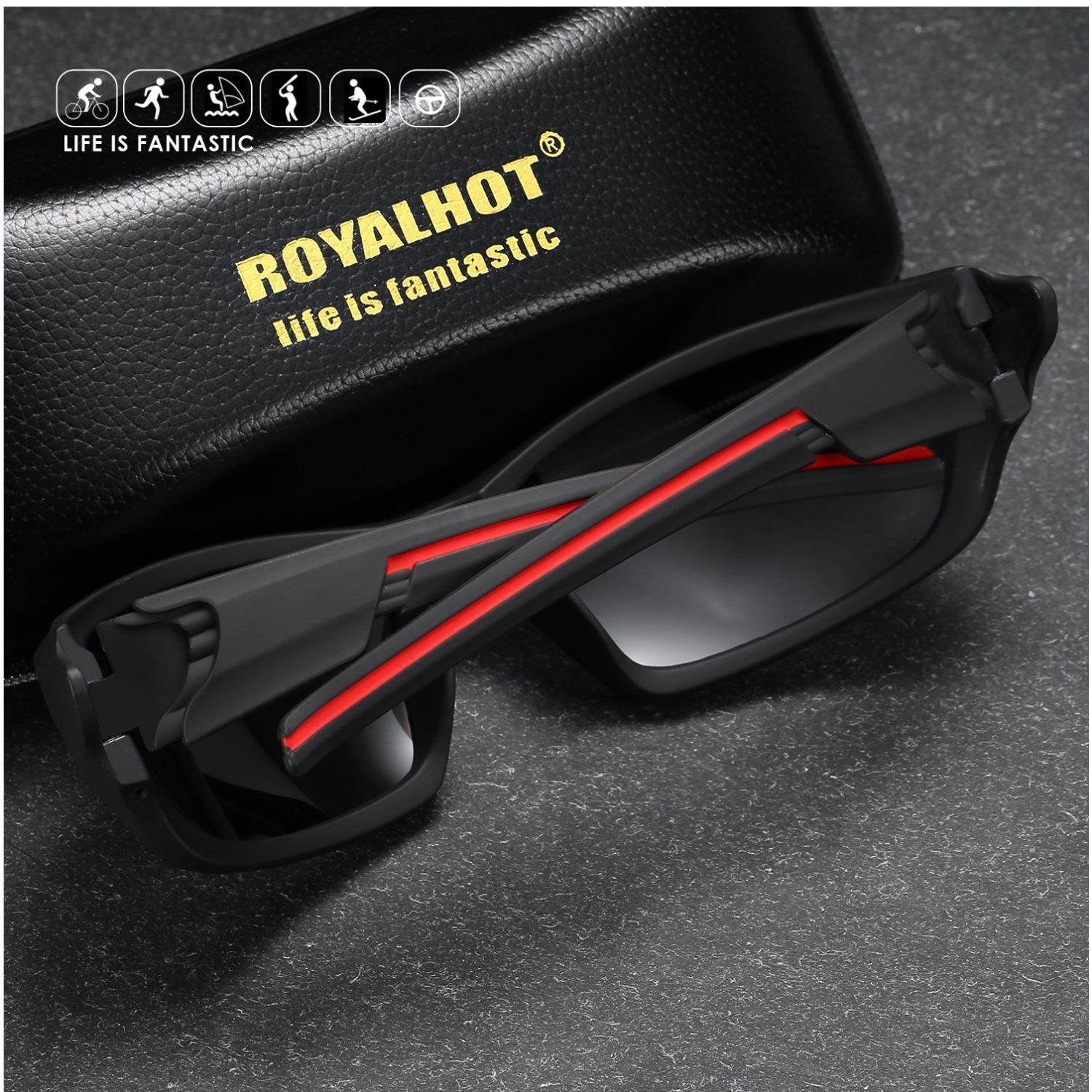 RoyalHot унисекс поляризационные спортивные солнцезащитные очки в квадратной оправе — фото 4